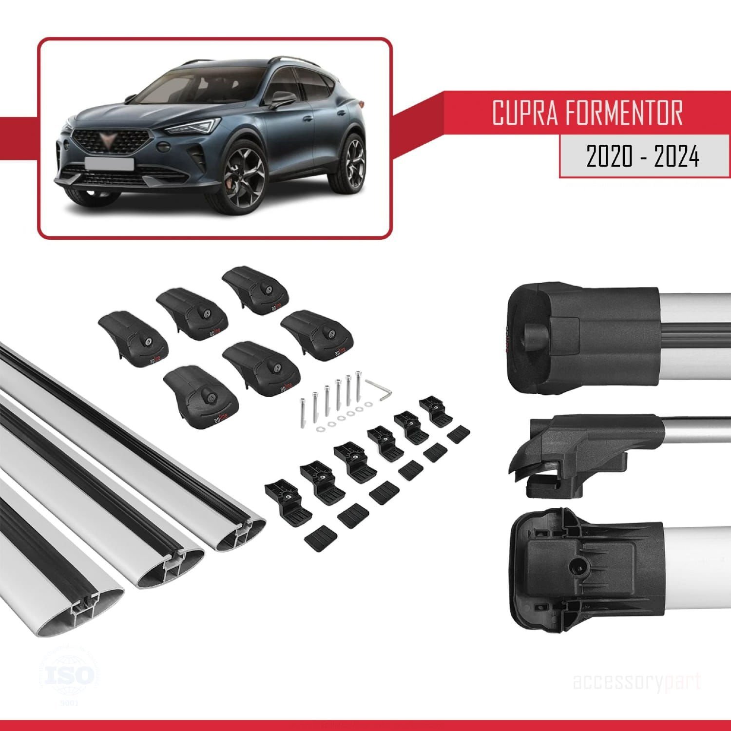 Cupra Formentor 2020 ve Sonrası ile uyumlu ACE-1 Ara Atkı Tavan Barı GRİ 3 ADET BAR