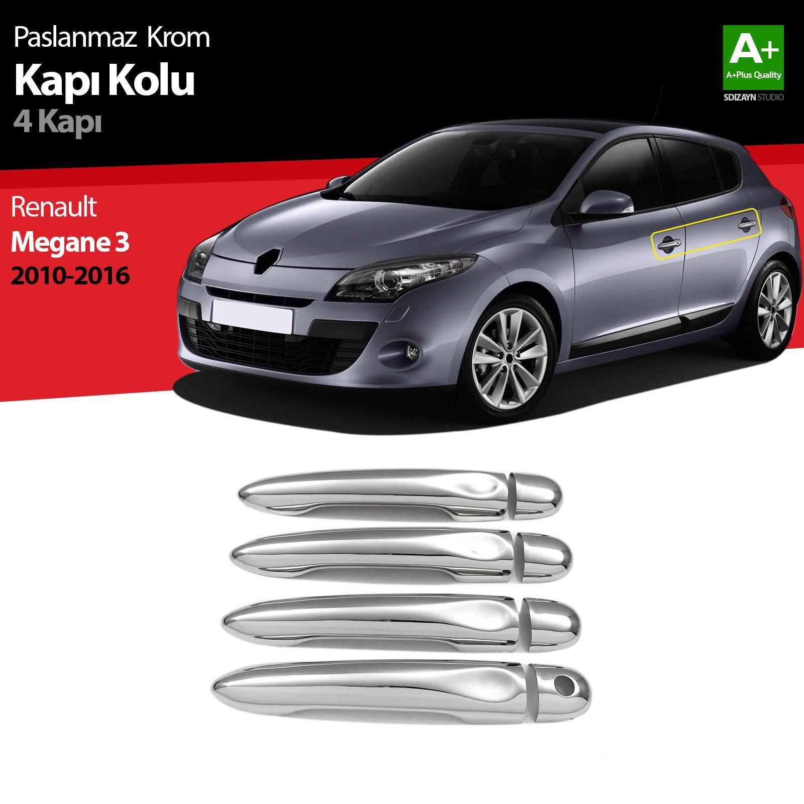 ne Uyumlu 3 Krom Kapı Kolu 4 Kapı 2010-2016