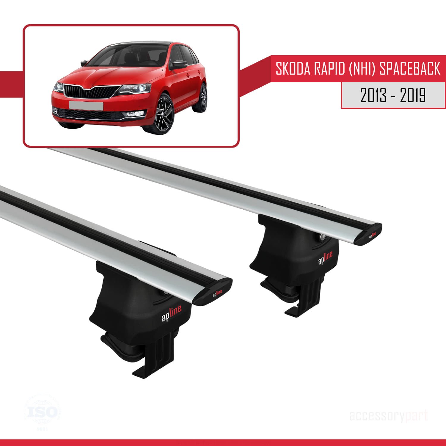 Skoda Rapid (NH1) Spaceback 2013-2019 Arası ile uyumlu ACE-4 Ara Atkı Tavan Barı GRİ