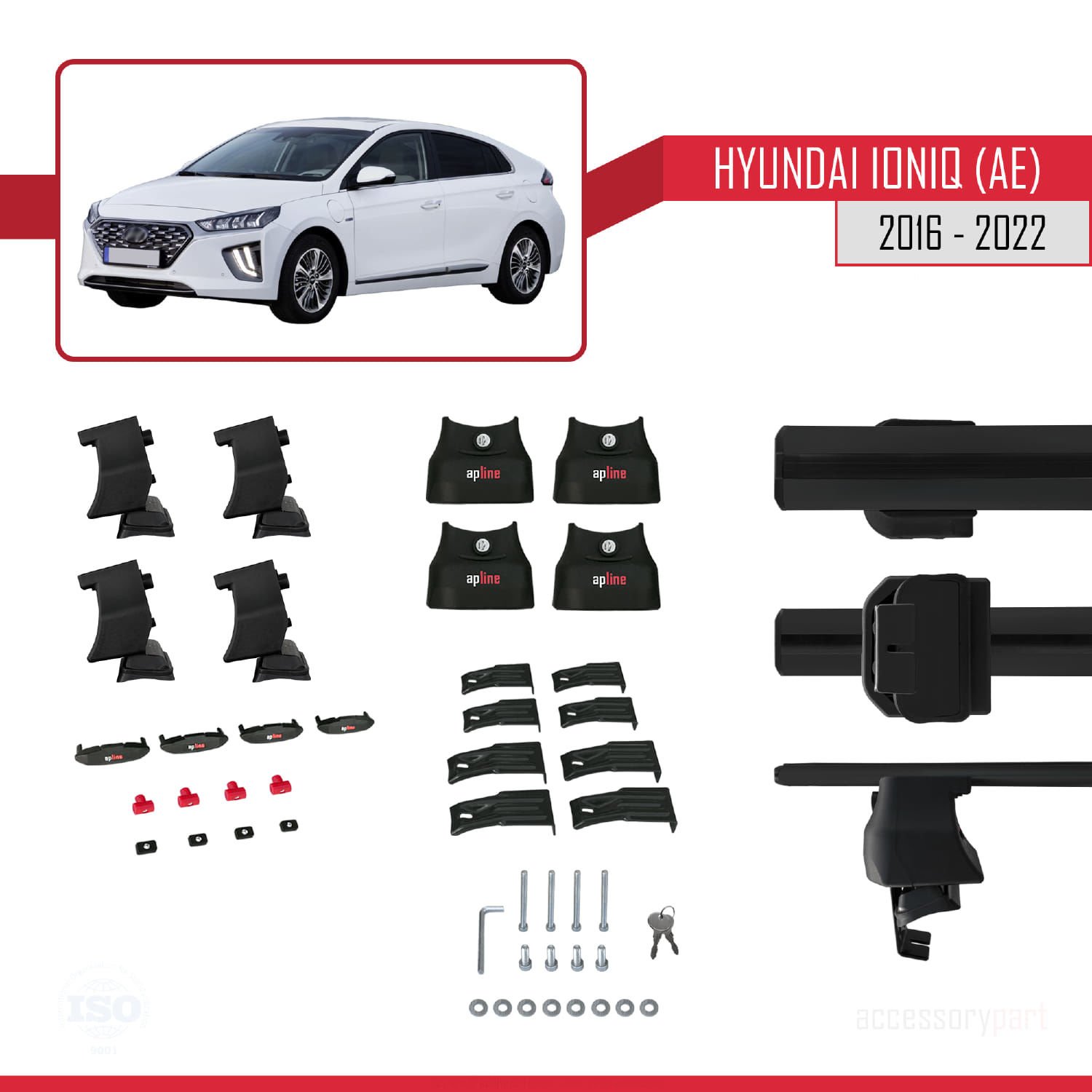 Hyundai Ioniq (AE) 2016-2022 Arası ile uyumlu ACE-4 Ara Atkı Tavan Barı SİYAH