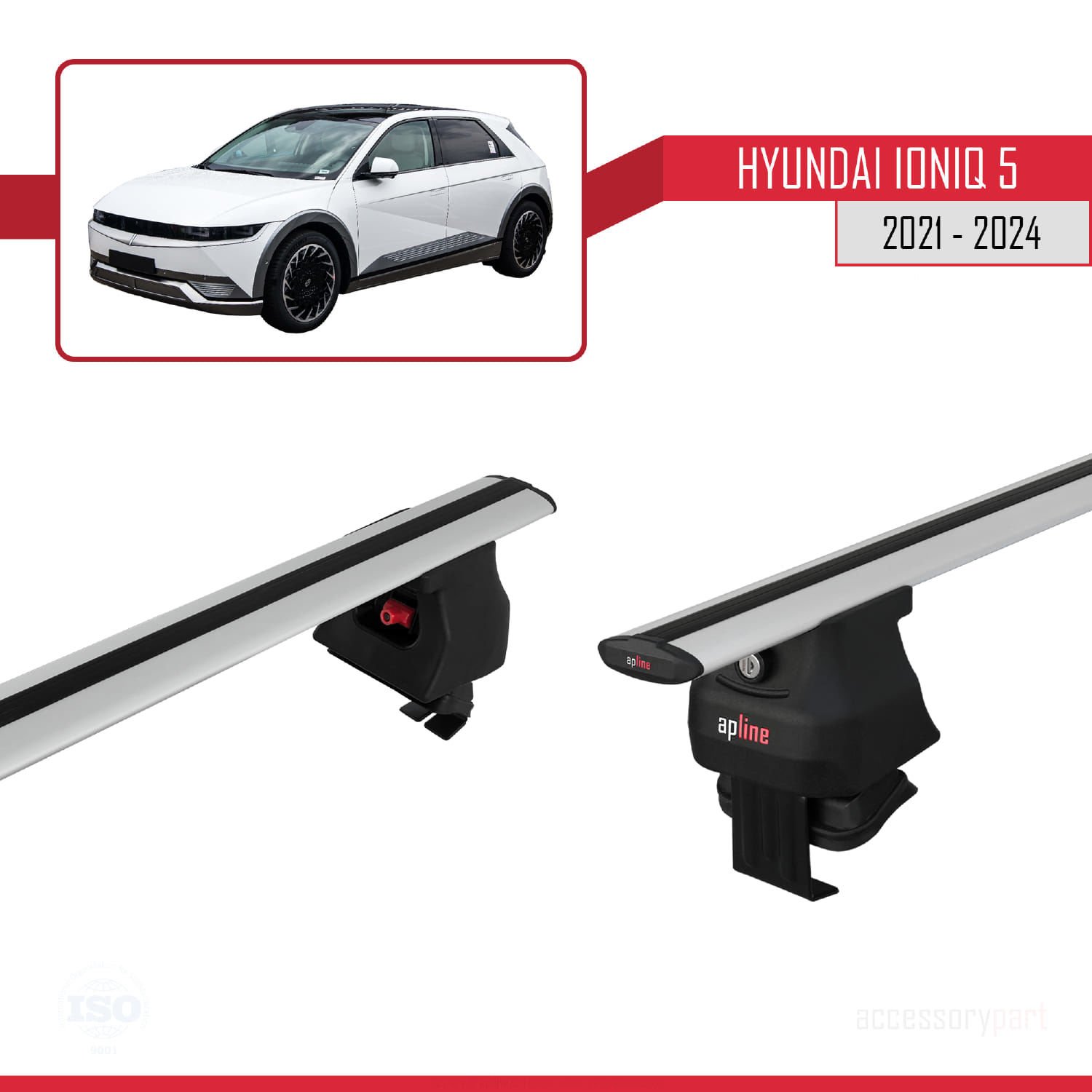 Hyundai Ioniq 5 2021 ve Sonrası ile uyumlu ACE-4 Ara Atkı Tavan Barı GRİ