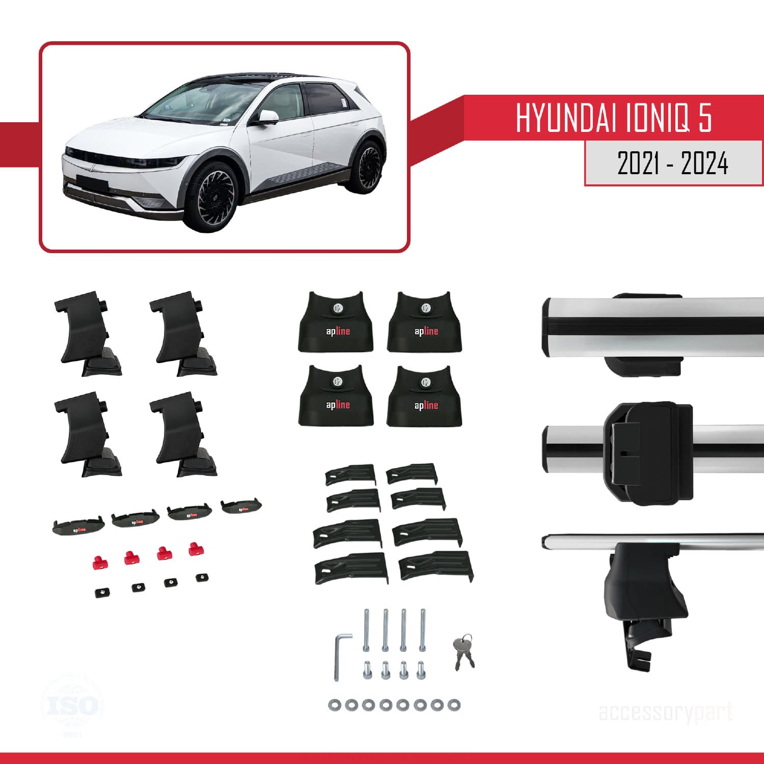 Hyundai Ioniq 5 2021 ve Sonrası ile uyumlu ACE-4 Ara Atkı Tavan Barı GRİ