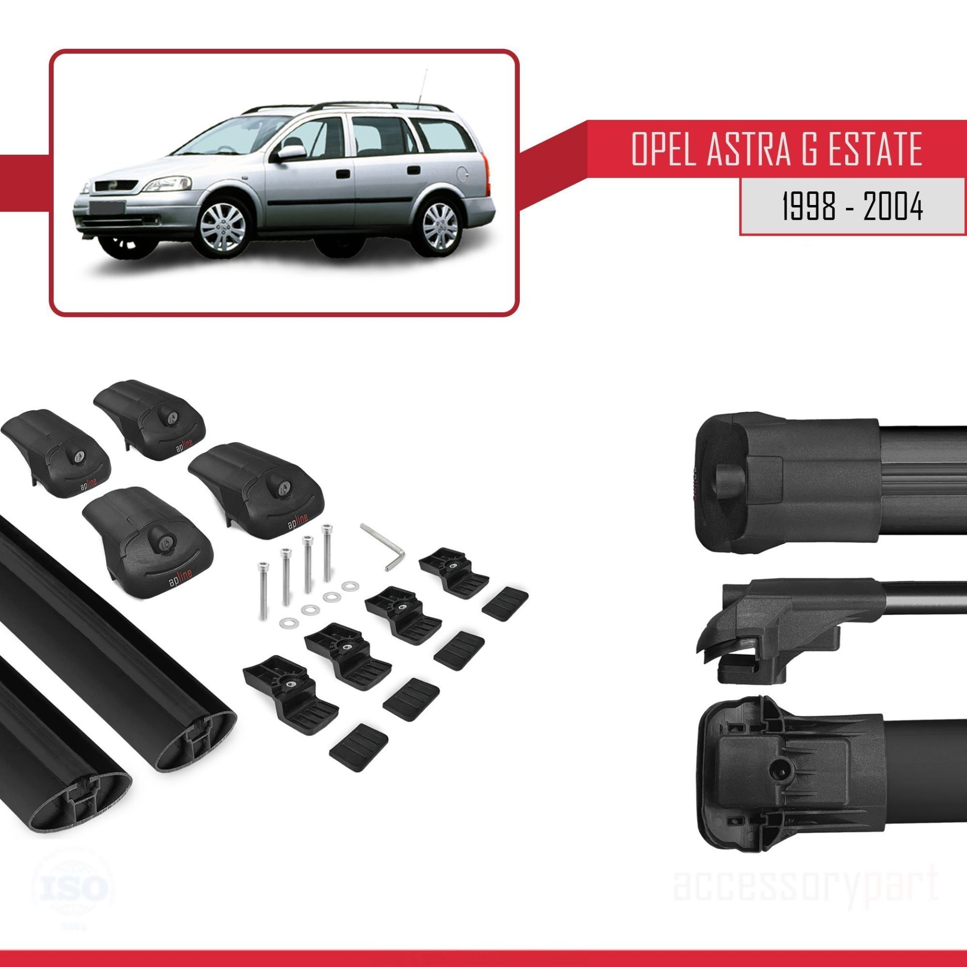Opel Astra (G) SW 1998-2004 Arası ile uyumlu ACE-1 Ara Atkı Tavan Barı SİYAH