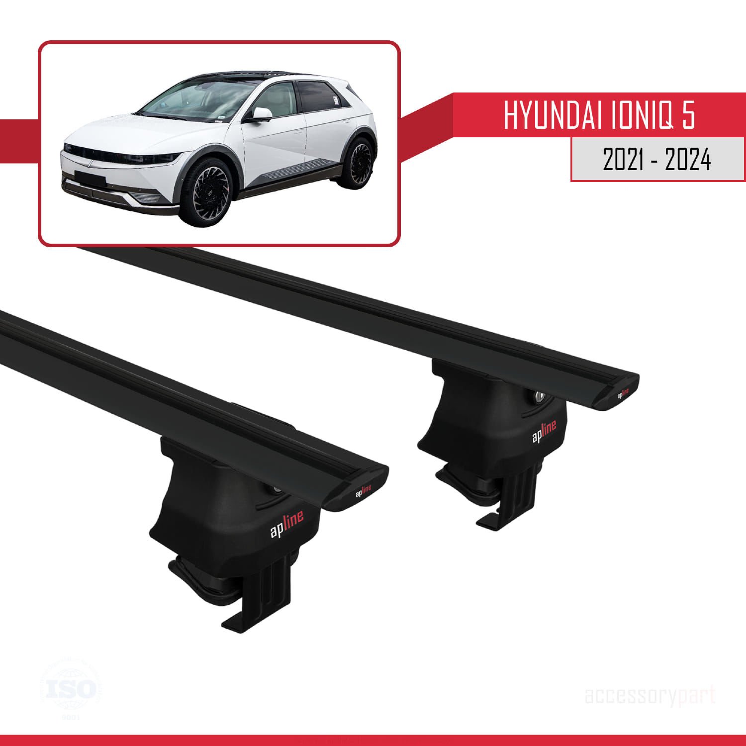 Hyundai Ioniq 5 2021 ve Sonrası ile uyumlu ACE-4 Ara Atkı Tavan Barı SİYAH