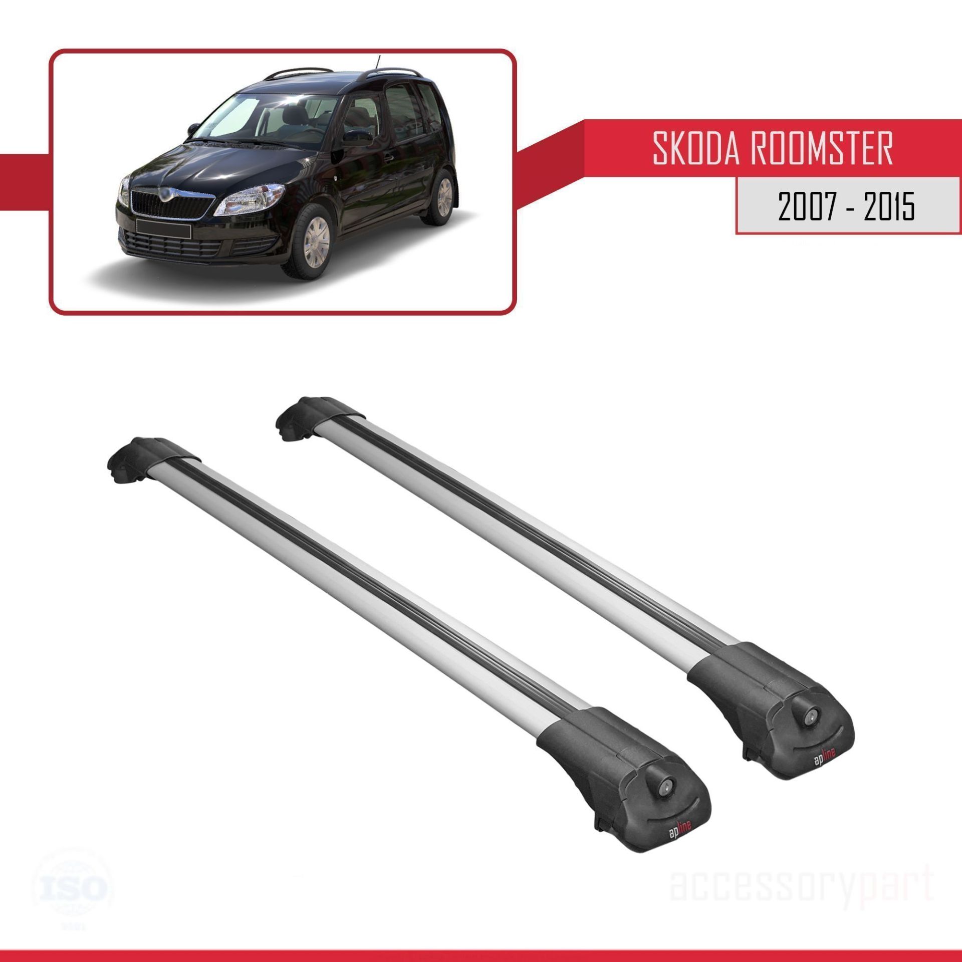 Skoda Roomster 2007-2015 Arası ile uyumlu ACE-1 Ara Atkı Tavan Barı GRİ