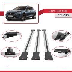 Cupra Formentor 2020 ve Sonrası ile Uyumlu FLY Model Ara Atkı Tavan Barı GRİ 3 ADET BAR