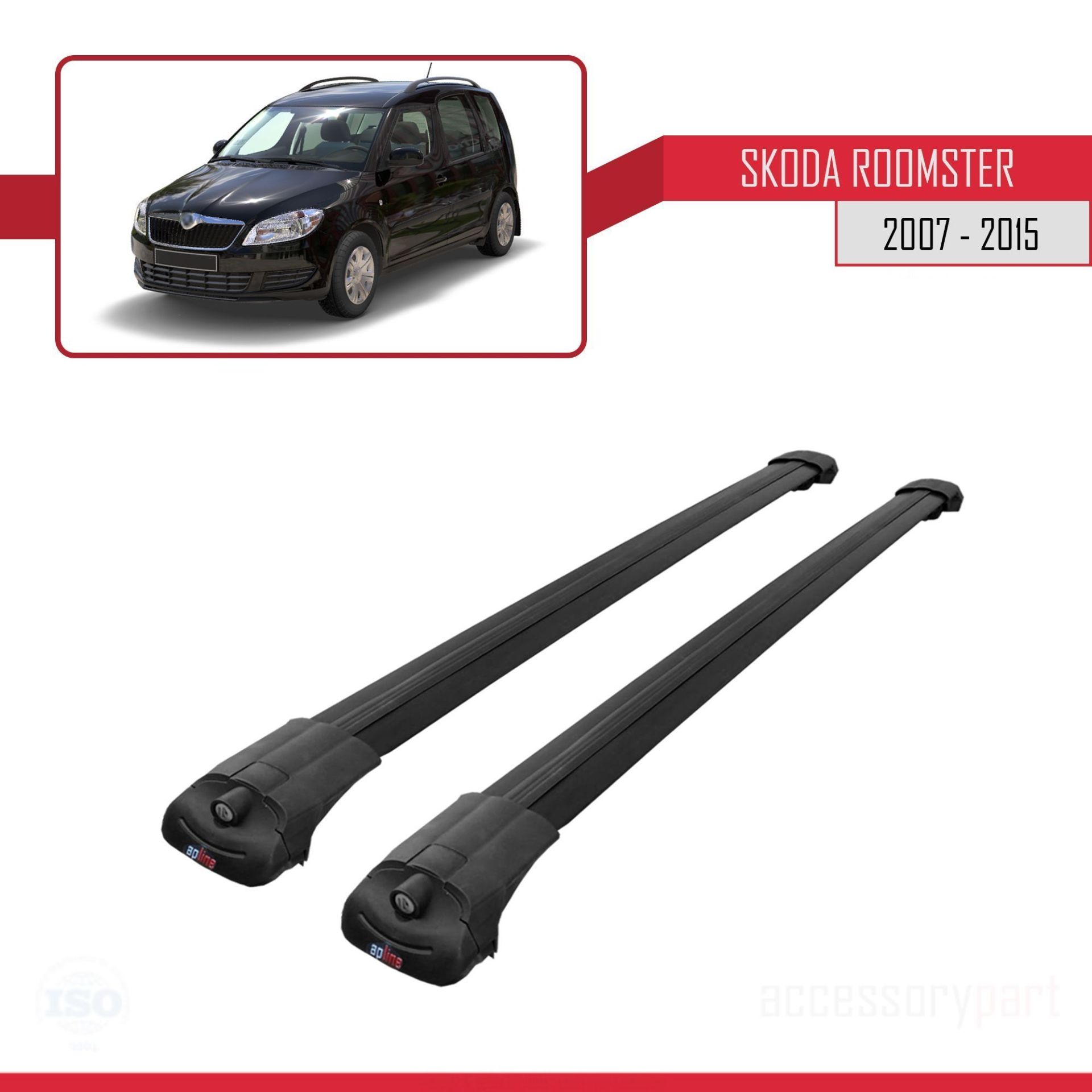 Skoda Roomster 2007-2015 Arası ile uyumlu ACE-1 Ara Atkı Tavan Barı SİYAH