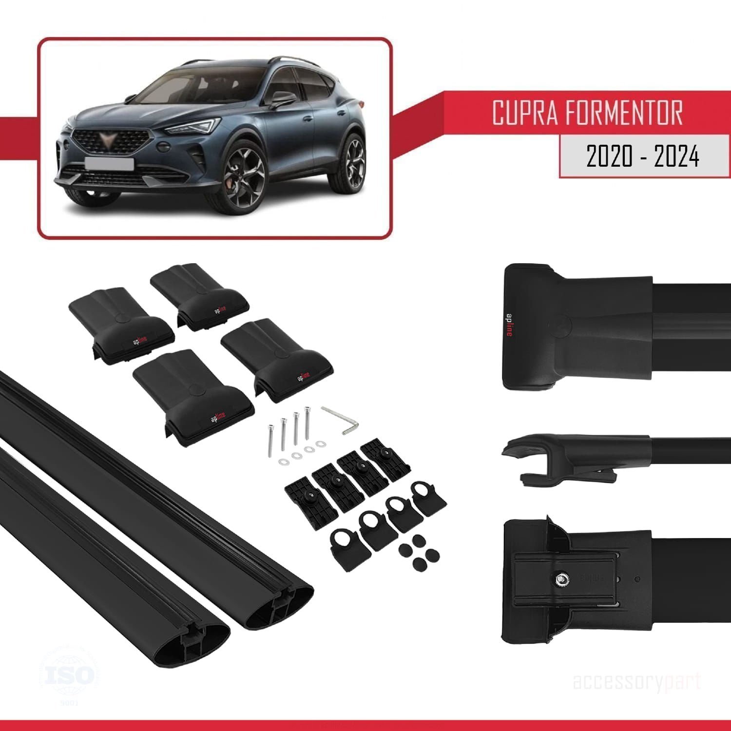 Cupra Formentor 2020 ve Sonrası ile Uyumlu FLY Model Ara Atkı Tavan Barı SİYAH