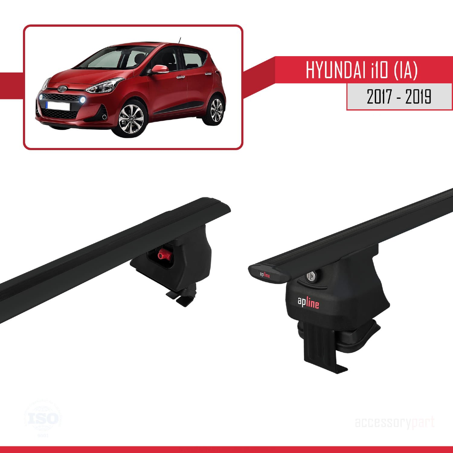 Hyundai i10 (IA) 2017-2019 Arası ile uyumlu ACE-4 Ara Atkı Tavan Barı SİYAH