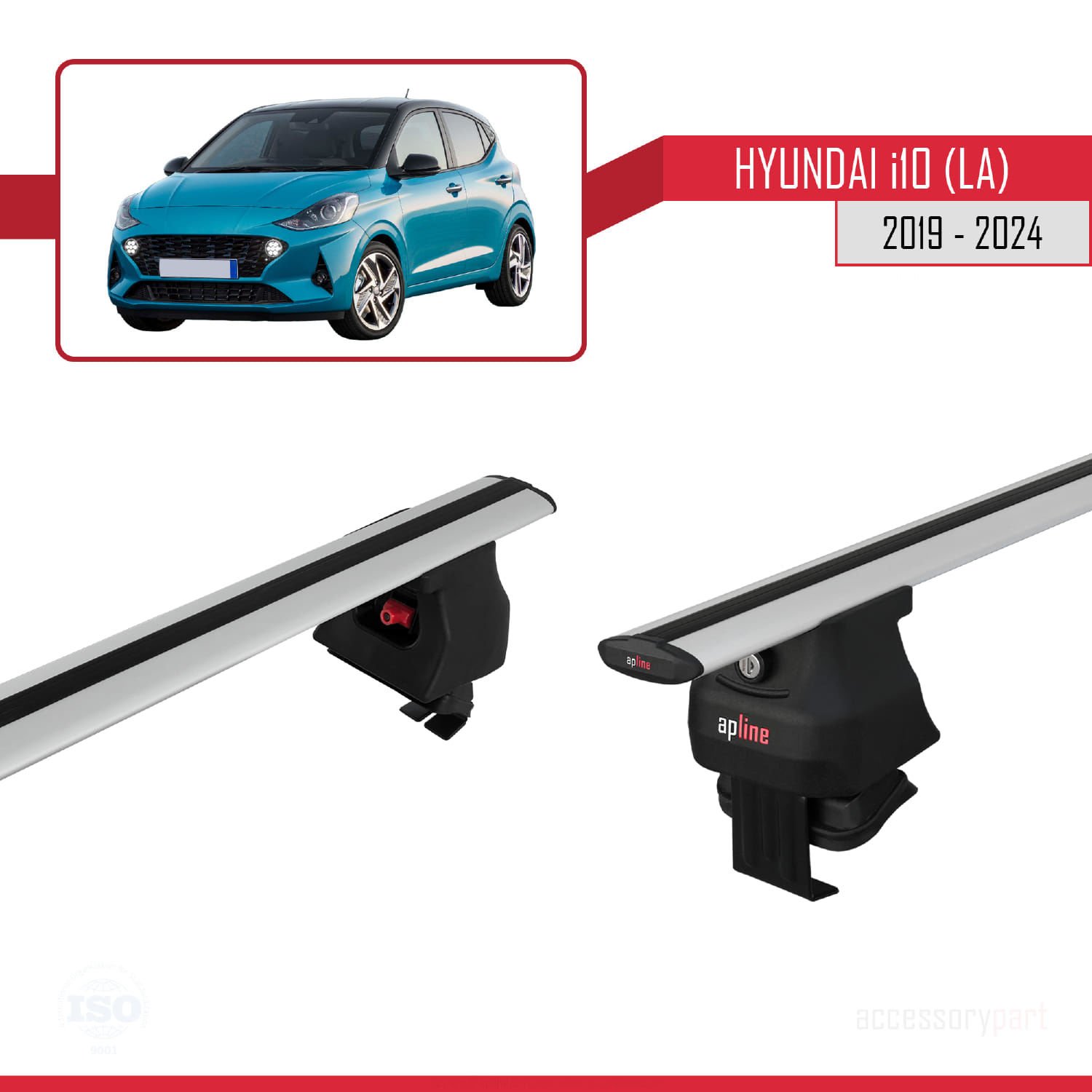 Hyundai i10 (LA) 2019 ve Sonrası ile uyumlu ACE-4 Ara Atkı Tavan Barı GRİ