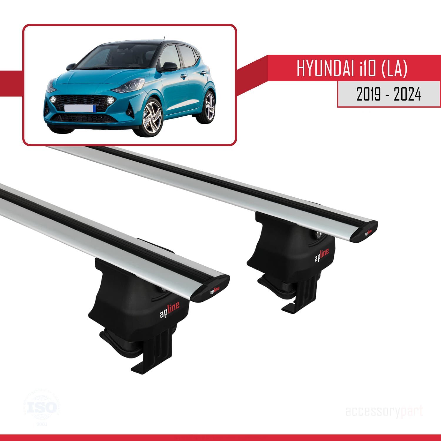 Hyundai i10 (LA) 2019 ve Sonrası ile uyumlu ACE-4 Ara Atkı Tavan Barı GRİ