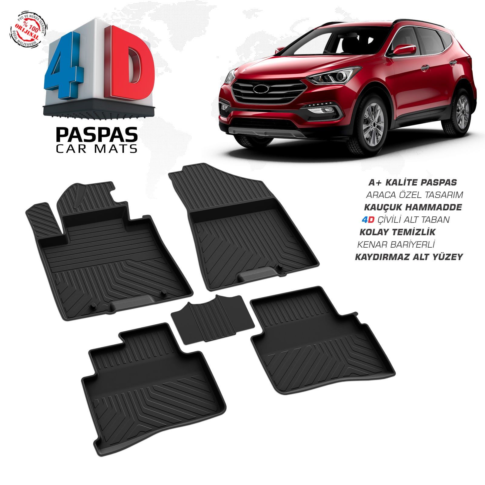 Hyundai Tucson 4D Araca Özel Havuzlu Kauçuk Paspas 2015 ve Üzeri