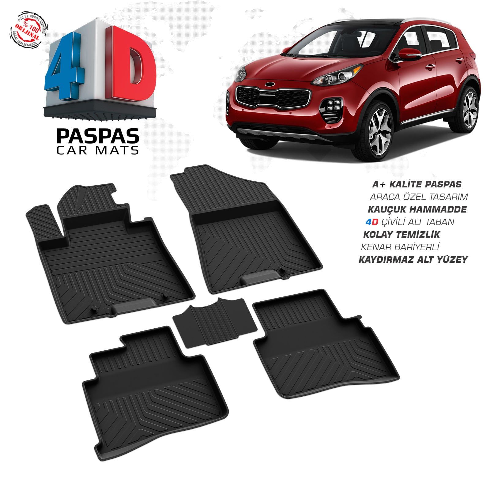 Kia Sportage 4D Araca Özel Havuzlu Kauçuk Paspas 2016-2021