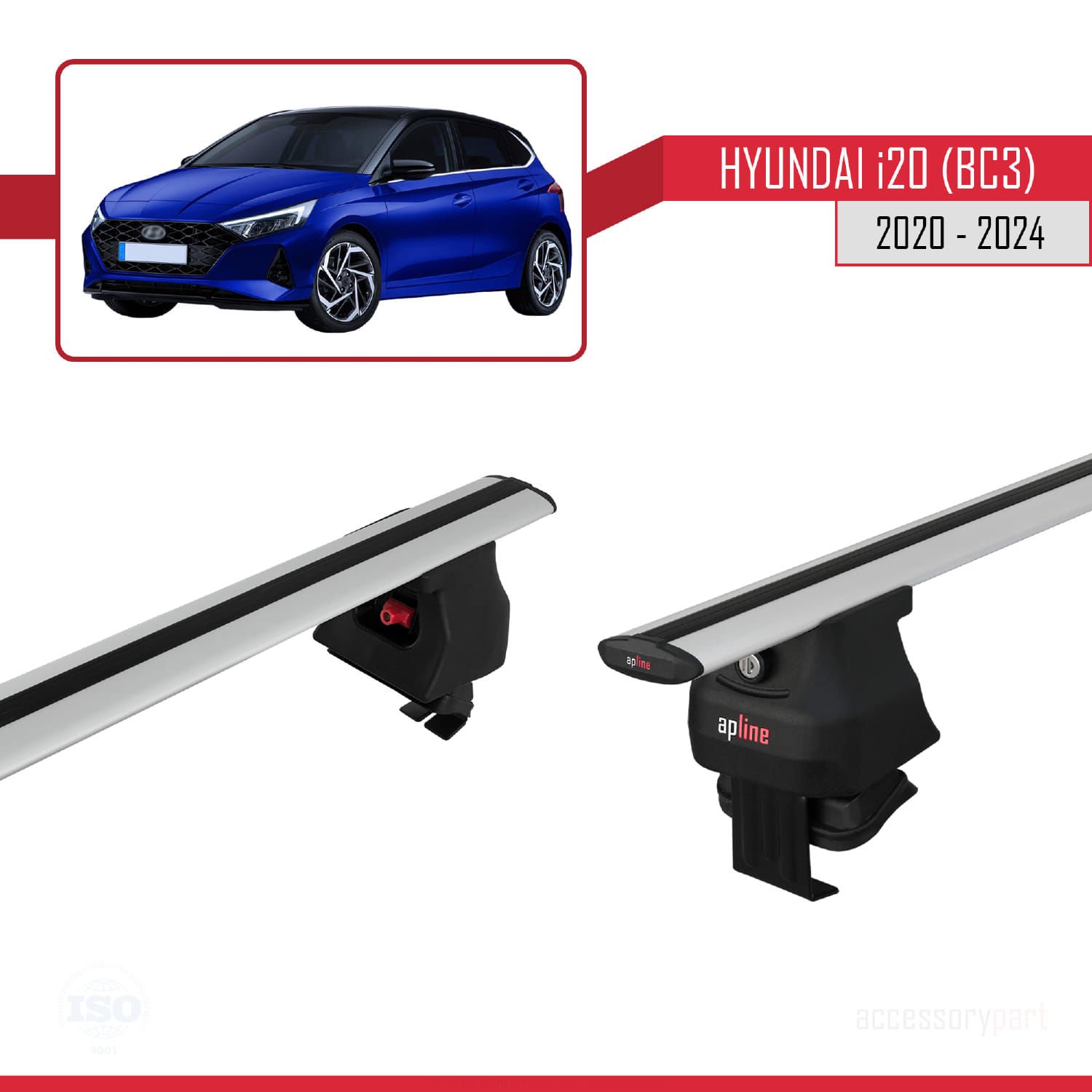 Hyundai i20 (BC3) 2020 ve Sonrası ile uyumlu ACE-4 Ara Atkı Tavan Barı GRİ