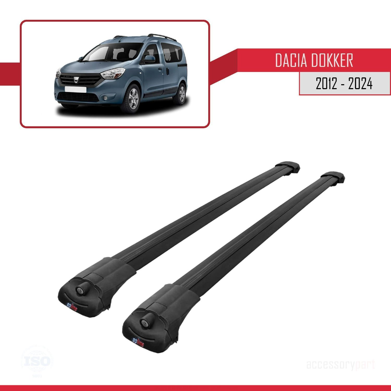 Dacia Dokker 2012 ve Sonrası ile uyumlu ACE-1 Ara Atkı Tavan Barı SİYAH