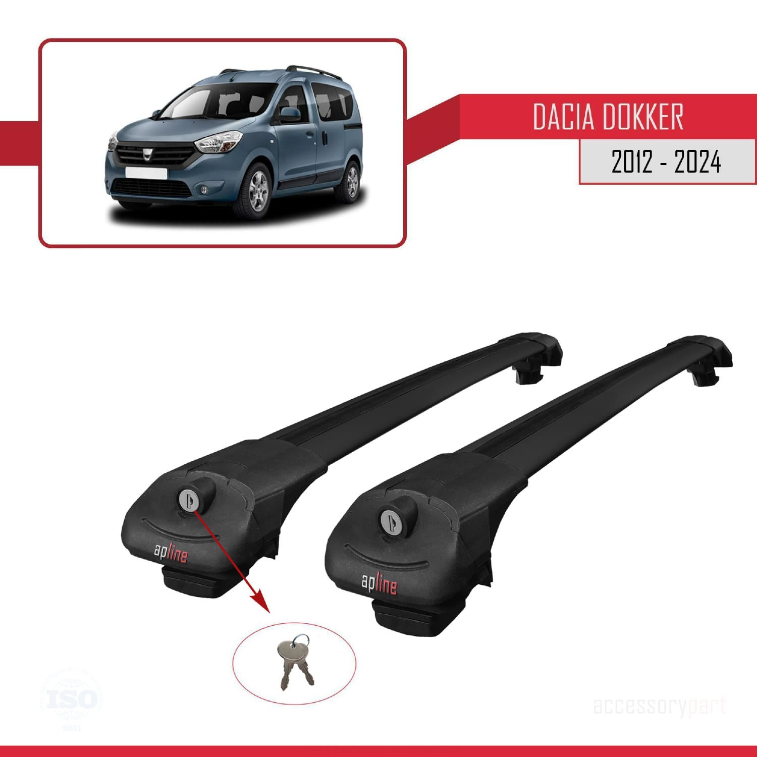 Dacia Dokker 2012 ve Sonrası ile uyumlu ACE-1 Ara Atkı Tavan Barı SİYAH