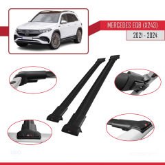 Mercedes EQB (X243) 2021 ve Sonrası ile Uyumlu FLY Model Ara Atkı Tavan Barı SİYAH