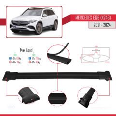 Mercedes EQB (X243) 2021 ve Sonrası ile Uyumlu FLY Model Ara Atkı Tavan Barı SİYAH