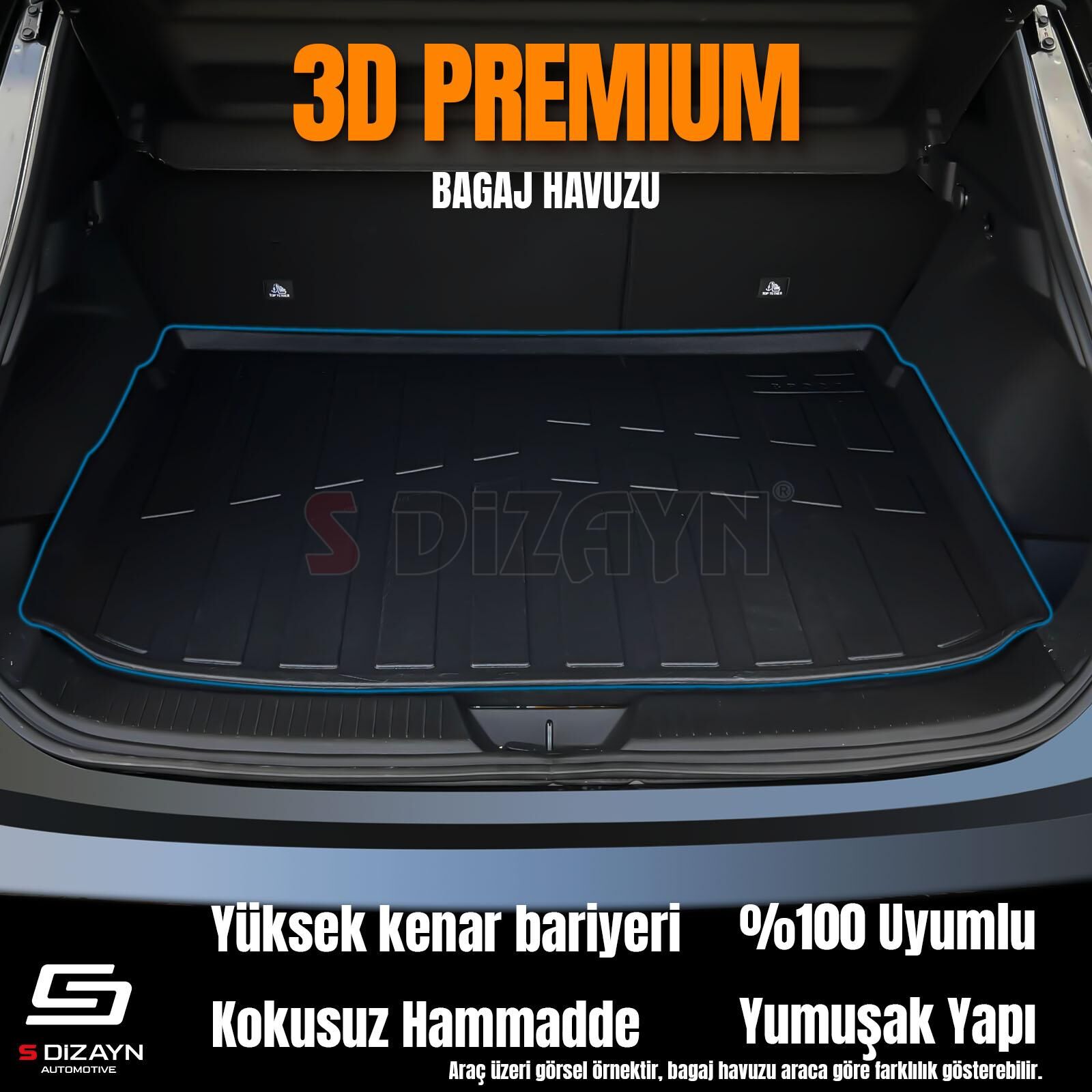 S-Dizayn Hyundai Elantra 3D Pro Bagaj Havuzu 2020 Üzeri A+ Kalite