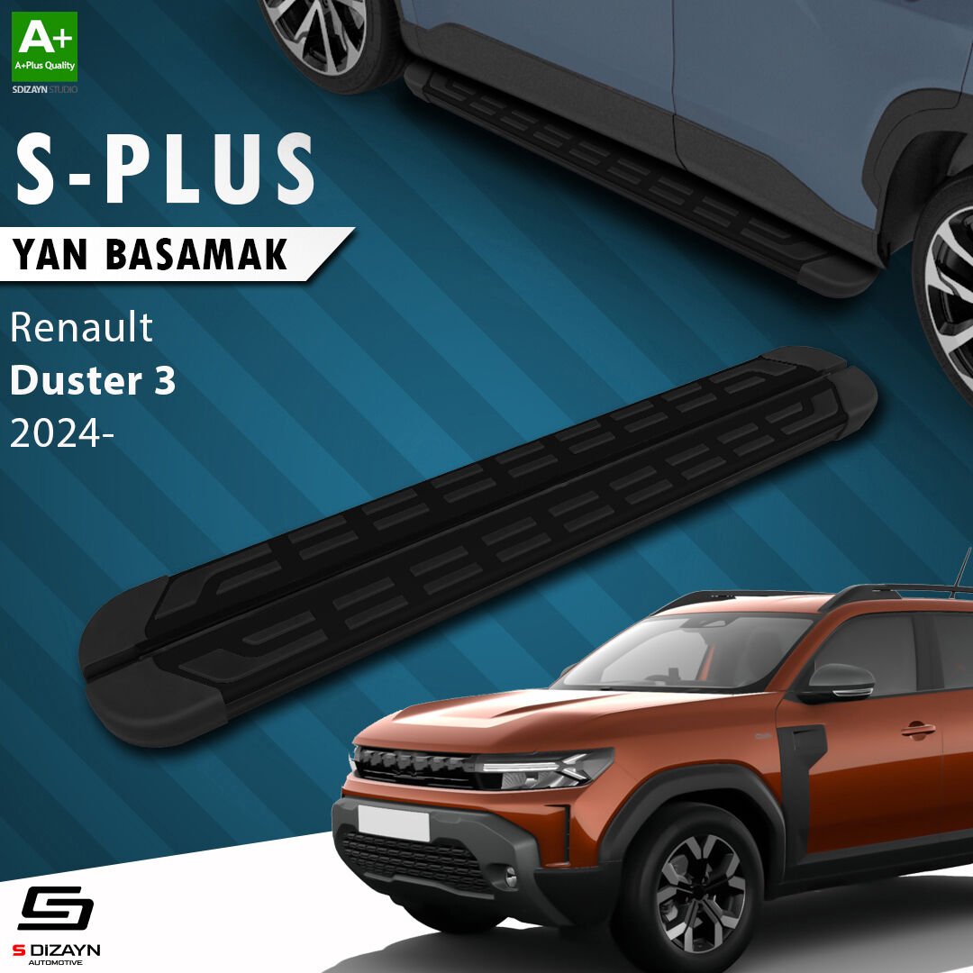 S-Dizayn Renault Duster 3 S-Plus Siyah Yan Basamak 183 Cm 2024 Üzeri A+ Kalite