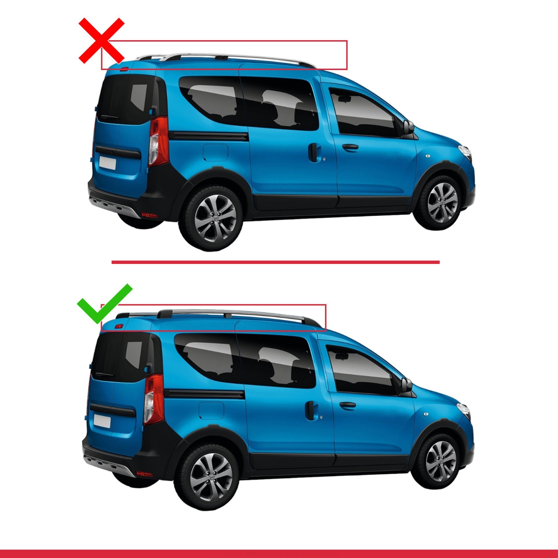 Dacia Dokker 2012 ve Sonrası ile Uyumlu FLY Model Ara Atkı Tavan Barı GRİ