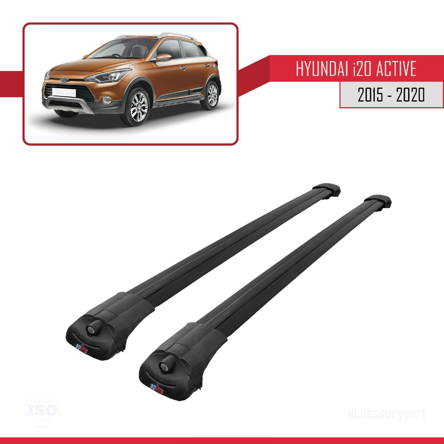 Hyundai i20 ACTIVE 2015-2020 Arası ile uyumlu ACE-1 Ara Atkı Tavan Barı SİYAH