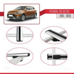 Hyundai i20 ACTIVE 2015-2020 Arası ile uyumlu Basic Model Ara Atkı Tavan Barı GRİ 3 ADET