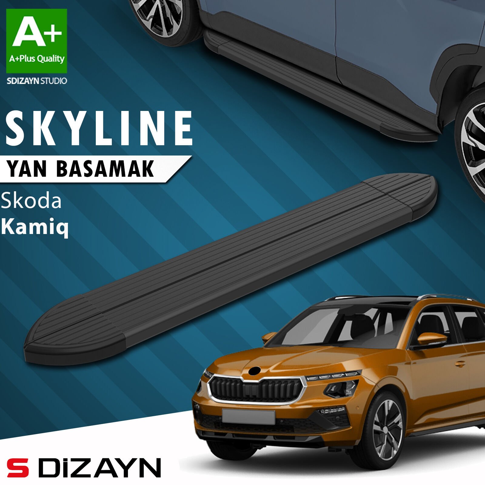 S-Dizayn Skoda Kamiq Skyline Siyah Yan Basamak 183 Cm 2019 Üzeri A+ Kalite
