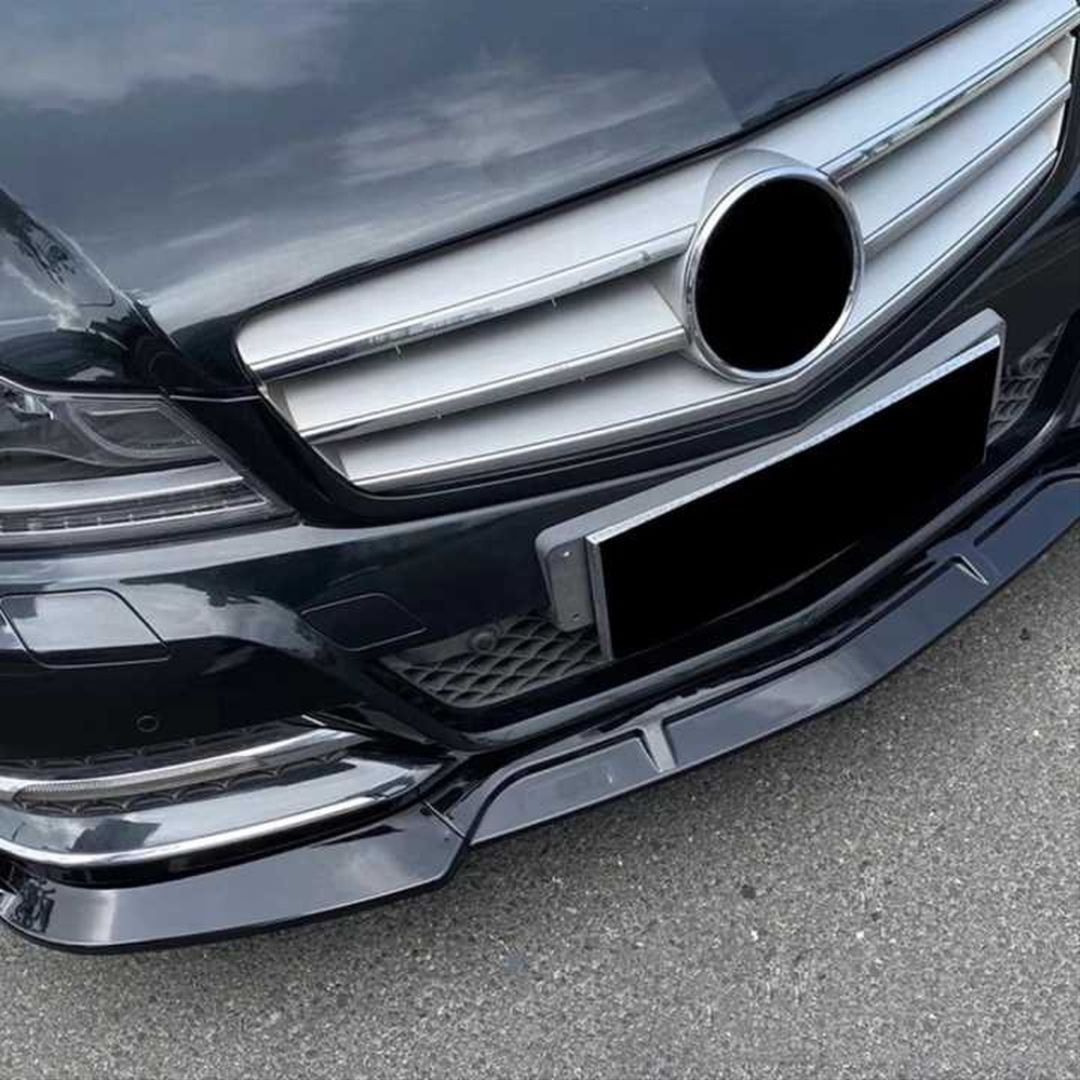 Mercedes W204 Uyumlu 2007-2014 Ön Lıp Custom - Piano Black (Parlak Siyah) (Amg)