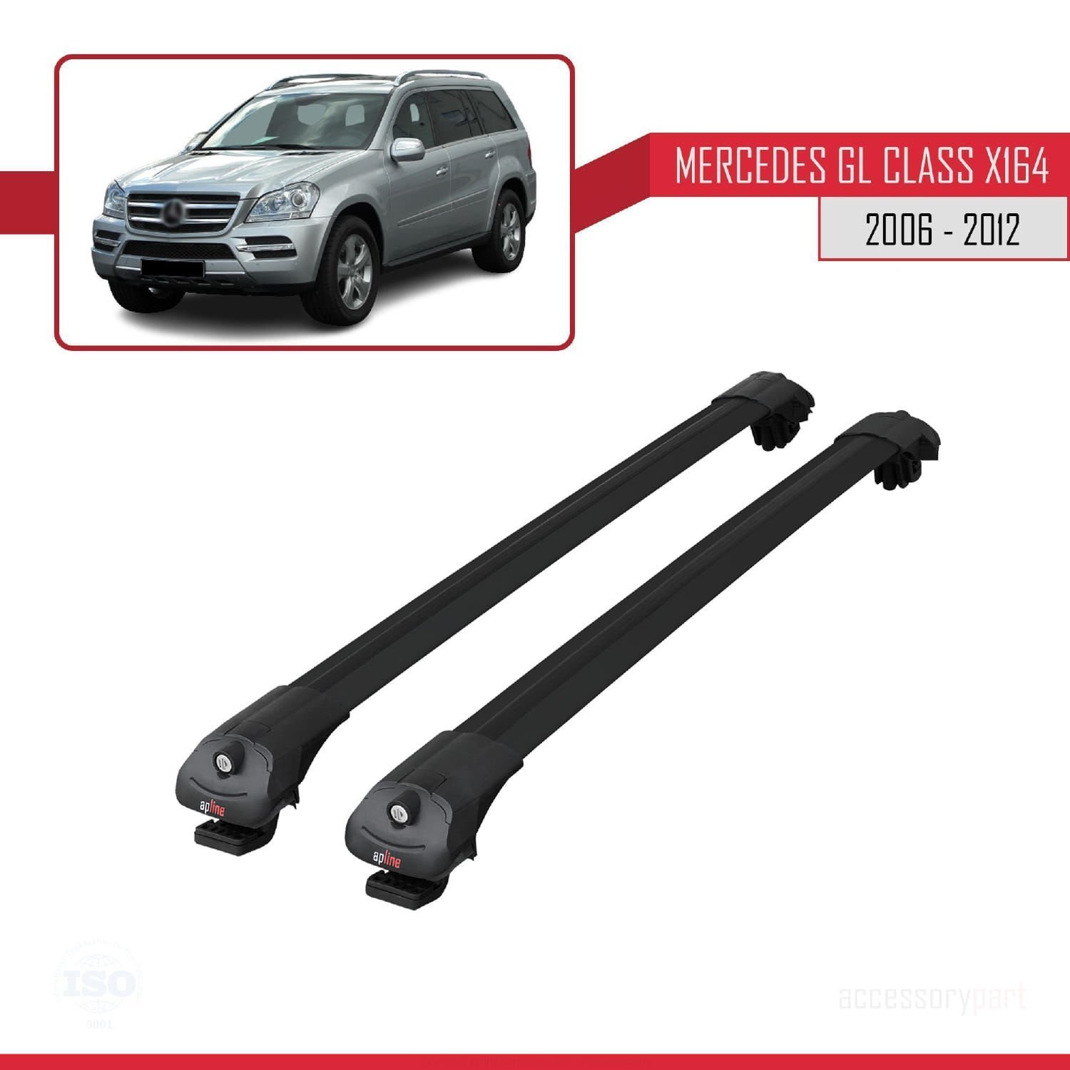 Mercedes GL Class (X164) 2006-2012 Arası ile uyumlu ACE-1 Ara Atkı Tavan Barı SİYAH