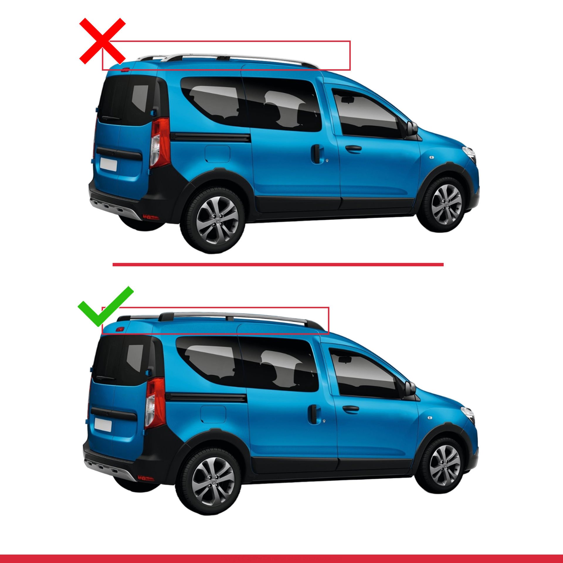 Dacia Dokker 2012 ve Sonrası ile uyumlu FLY Model Ara Atkı Tavan Barı SİYAH 3 ADET BAR