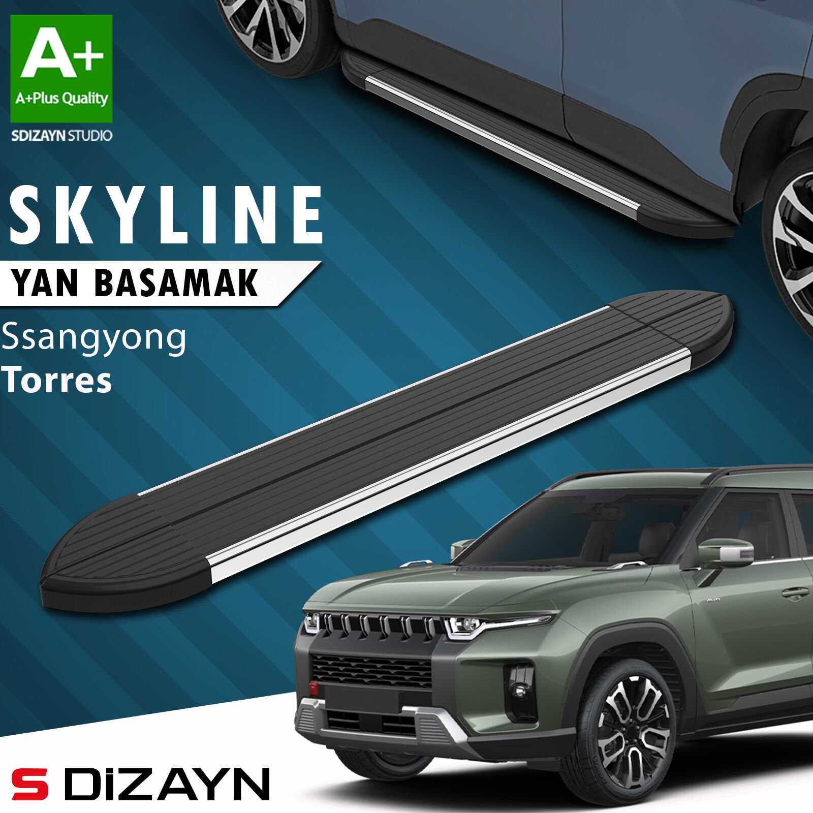 S-Dizayn Ssangyong Torres Skyline Krom Yan Basamak 183 Cm 2023 Üzeri A+ Kalite