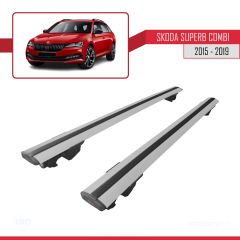 Skoda Superb SW / Estate 2015-2019 Arası ile uyumlu HOOK Model Anahtar Kilitli Ara Atkı Tavan Barı GRİ