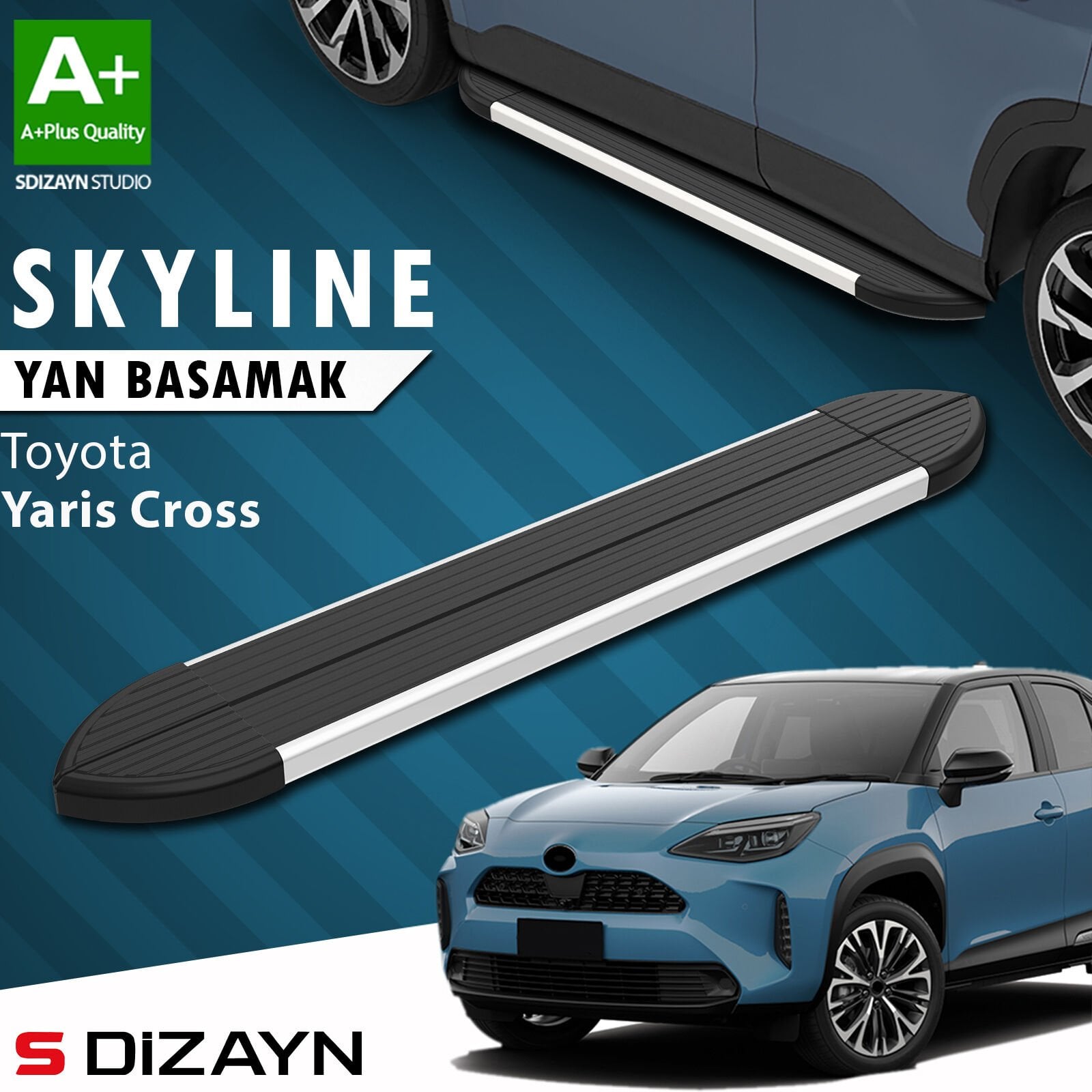 S-Dizayn Toyota Yaris Cross Skyline Aluminyum Yan Basamak 183 Cm 2020 Üzeri A+ Kalite