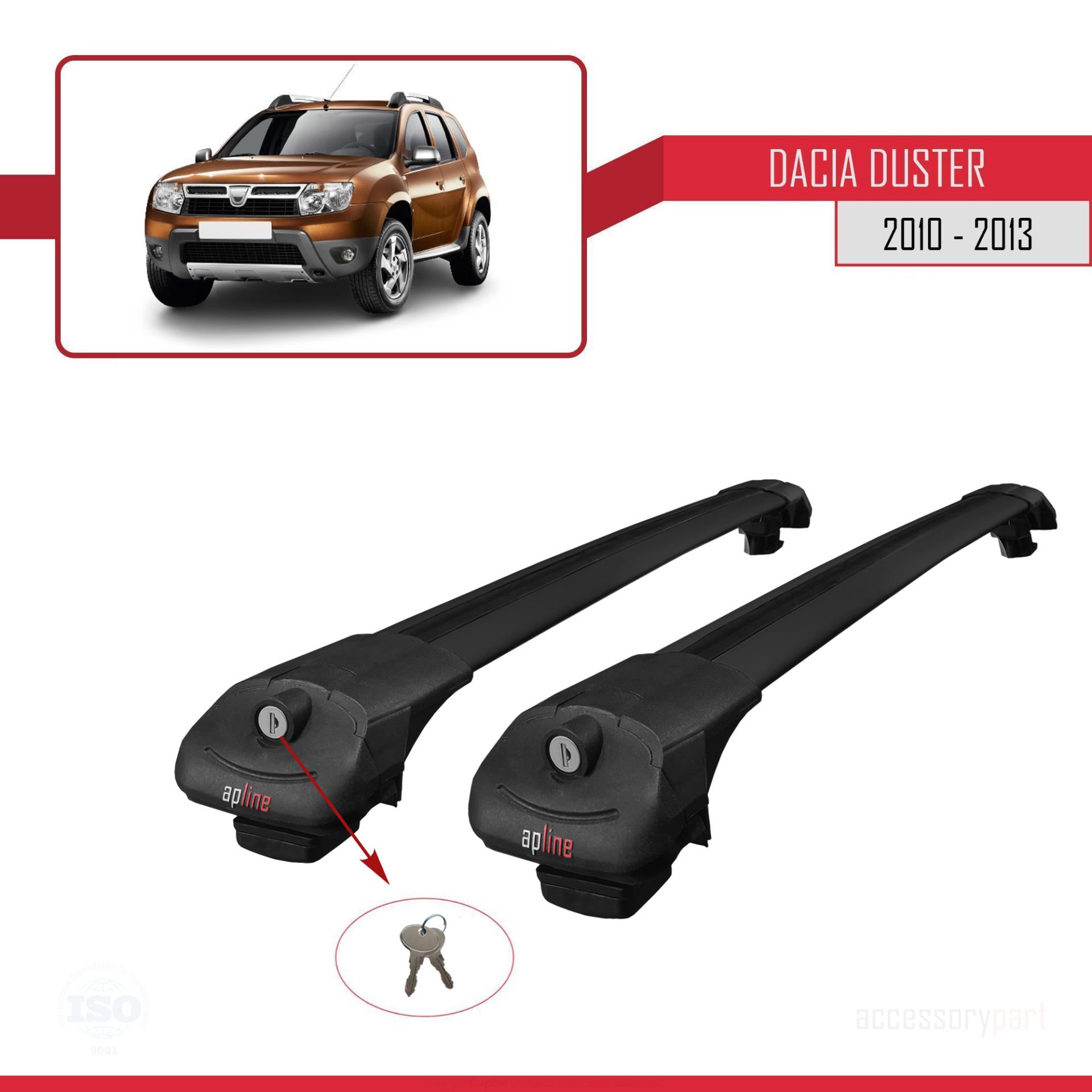 Dacia Duster 2010-2013 Arası ile uyumlu ACE-1 Ara Atkı Tavan Barı SİYAH