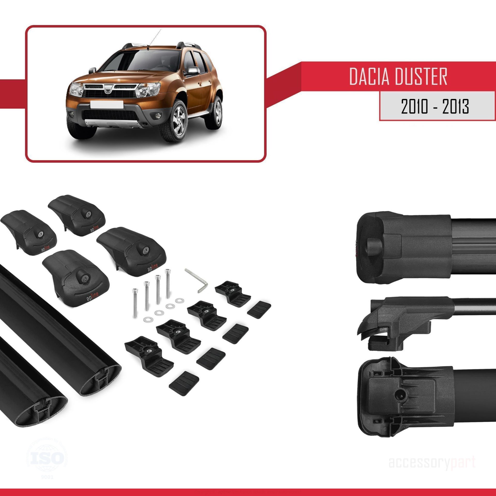 Dacia Duster 2010-2013 Arası ile uyumlu ACE-1 Ara Atkı Tavan Barı SİYAH