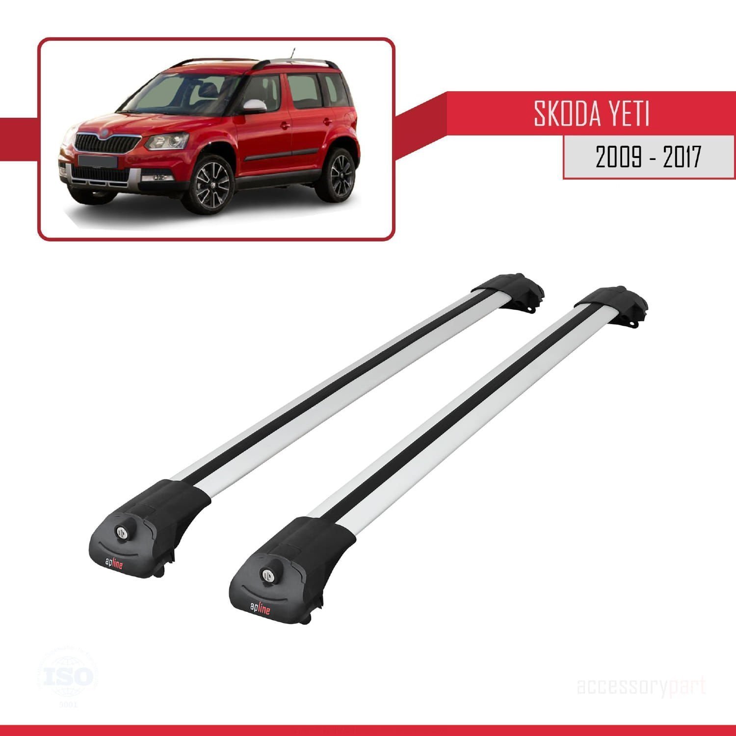 Skoda Yeti 2009-2017 Arası  ile uyumlu ACE-1 Ara Atkı Tavan Barı GRİ