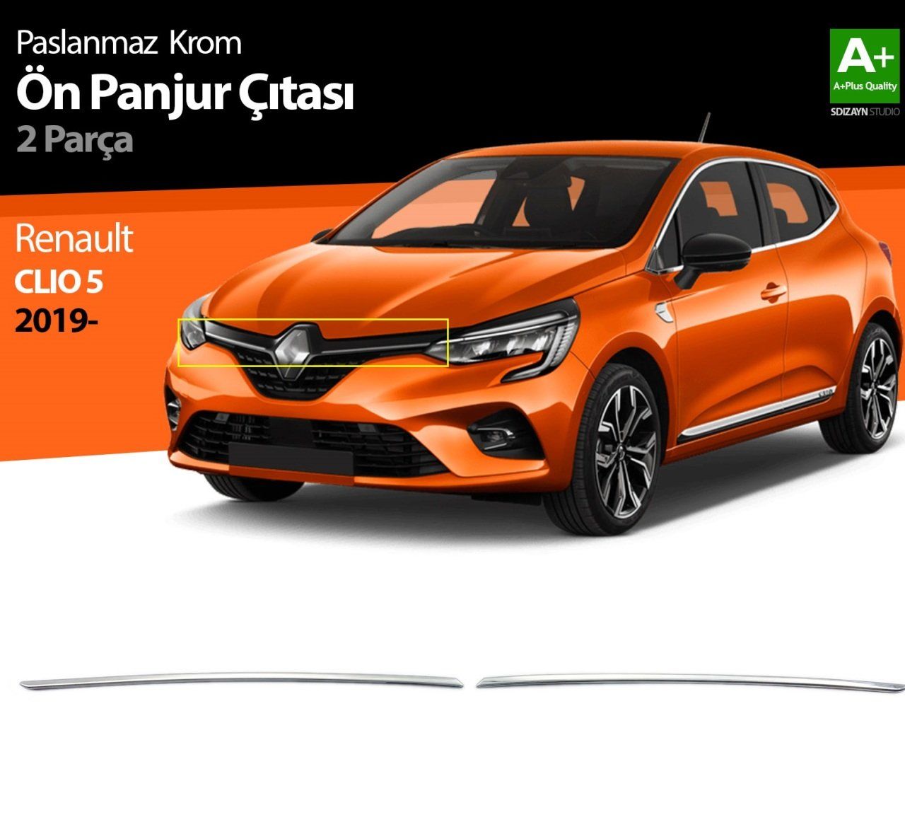 Renault Clio Uyumlu 5 Krom Ön Panjur 2 Parça. 2019 Ve Üzeri Drs Tunıng