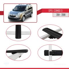 Opel Combo (D) 2012-2018 Arası ile uyumlu Basic Model Ara Atkı Tavan Barı SİYAH 3 ADET
