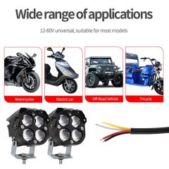 Offroad sis lambası kırmızı gündüz ledli çakarsız 7.8 x 7.8 x 7.1cm set 12-60v /  LASS366-1