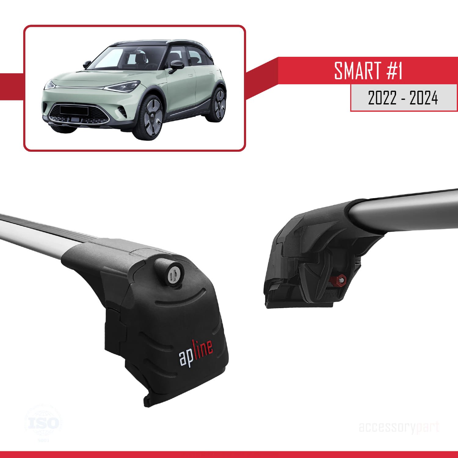 Smart #1 2022 ve Sonrası ile uyumlu ACE-2 Ara Atkı Tavan Barı GRİ
