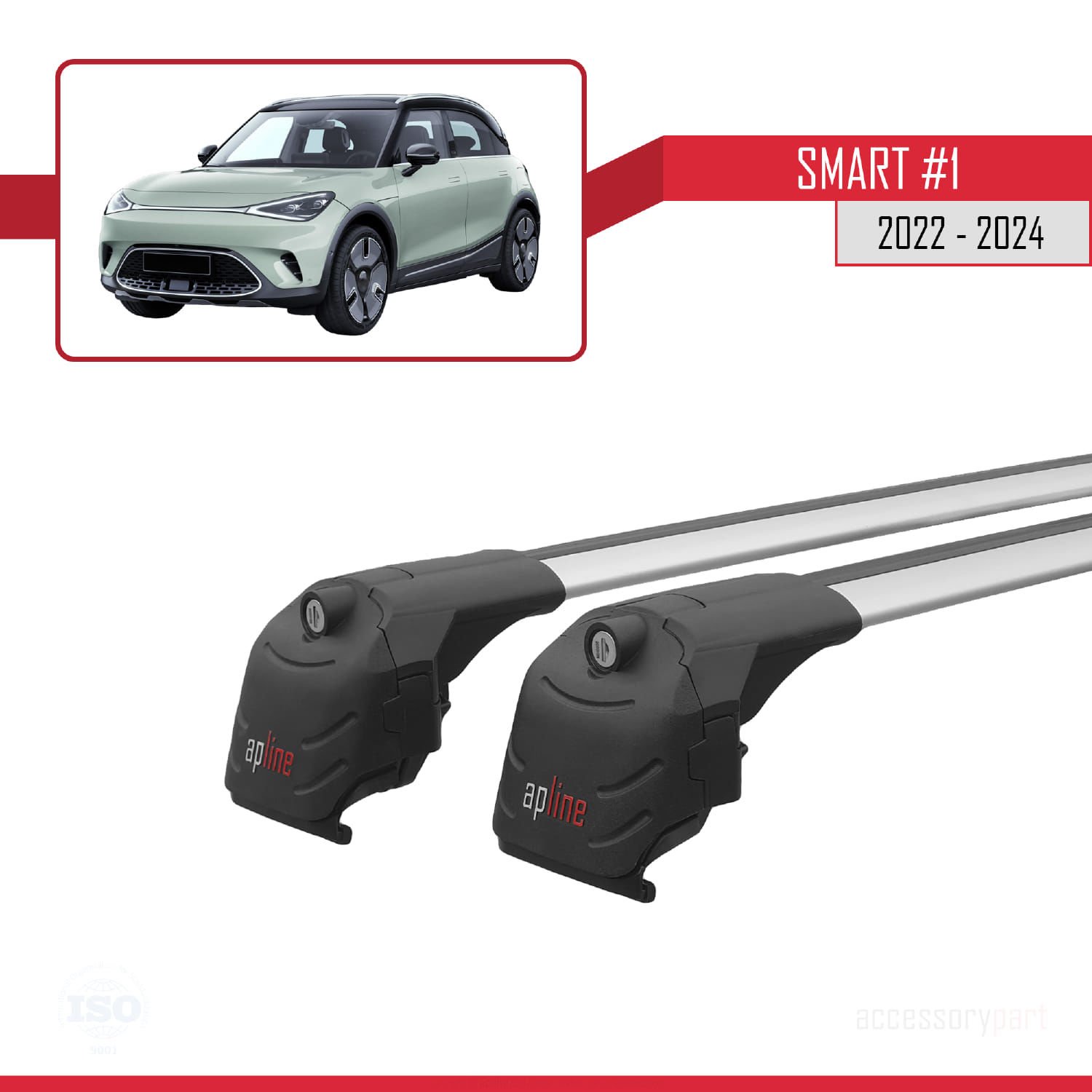Smart #1 2022 ve Sonrası ile uyumlu ACE-2 Ara Atkı Tavan Barı GRİ