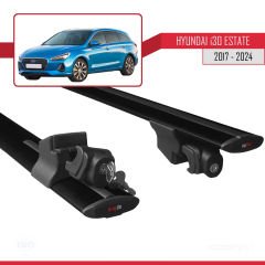 Hyundai i30 ESTATE 2017 ve Sonrası ile uyumlu HOOK Model Anahtar Kilitli Ara Atkı Tavan Barı SİYAH