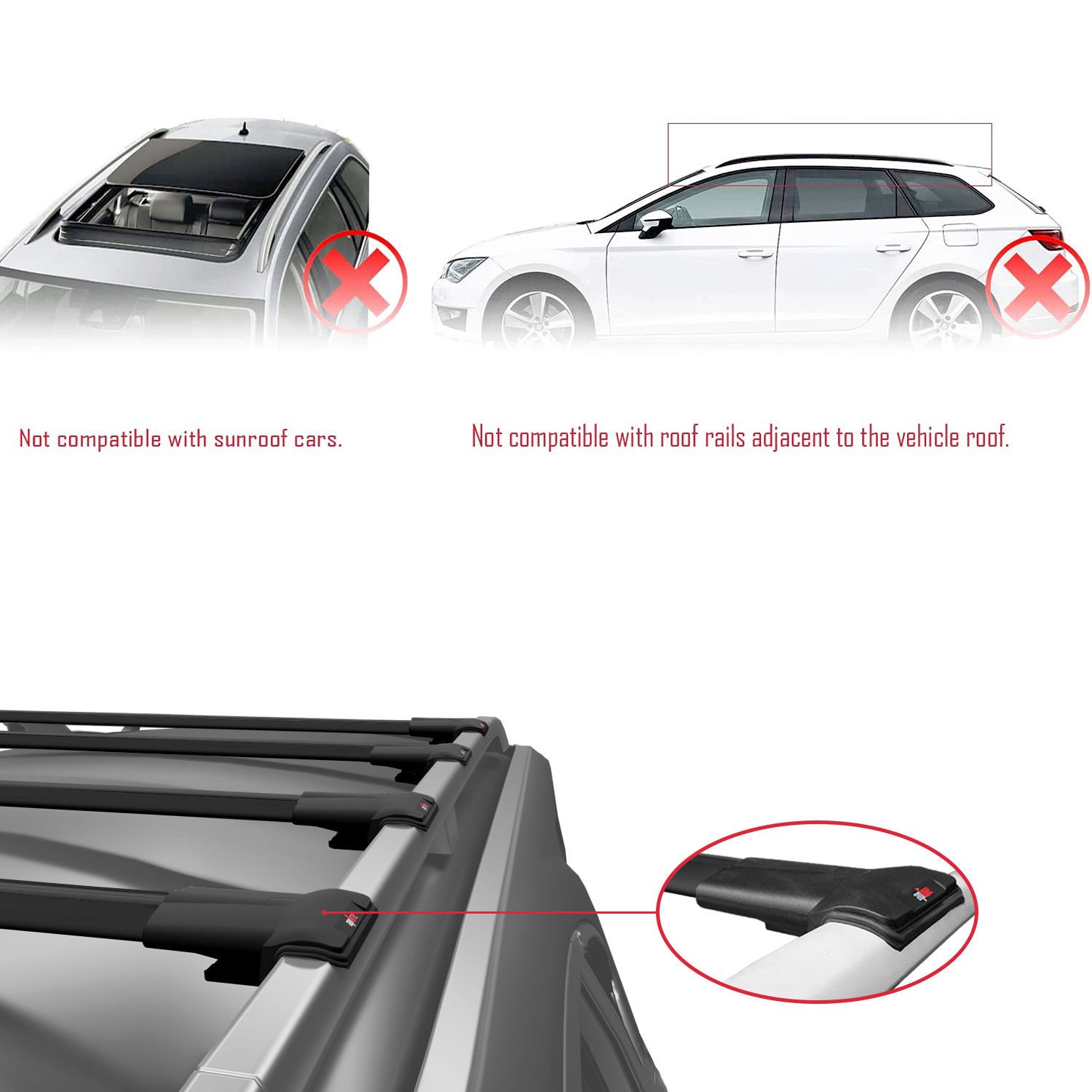 Opel Combo (D) 2012-2018 Arası ile uyumlu FLY Model Ara Atkı Tavan Barı SİYAH 4 ADET BAR