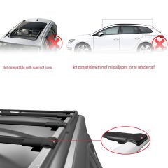 Opel Combo (D) 2012-2018 Arası ile uyumlu FLY Model Ara Atkı Tavan Barı SİYAH 4 ADET BAR