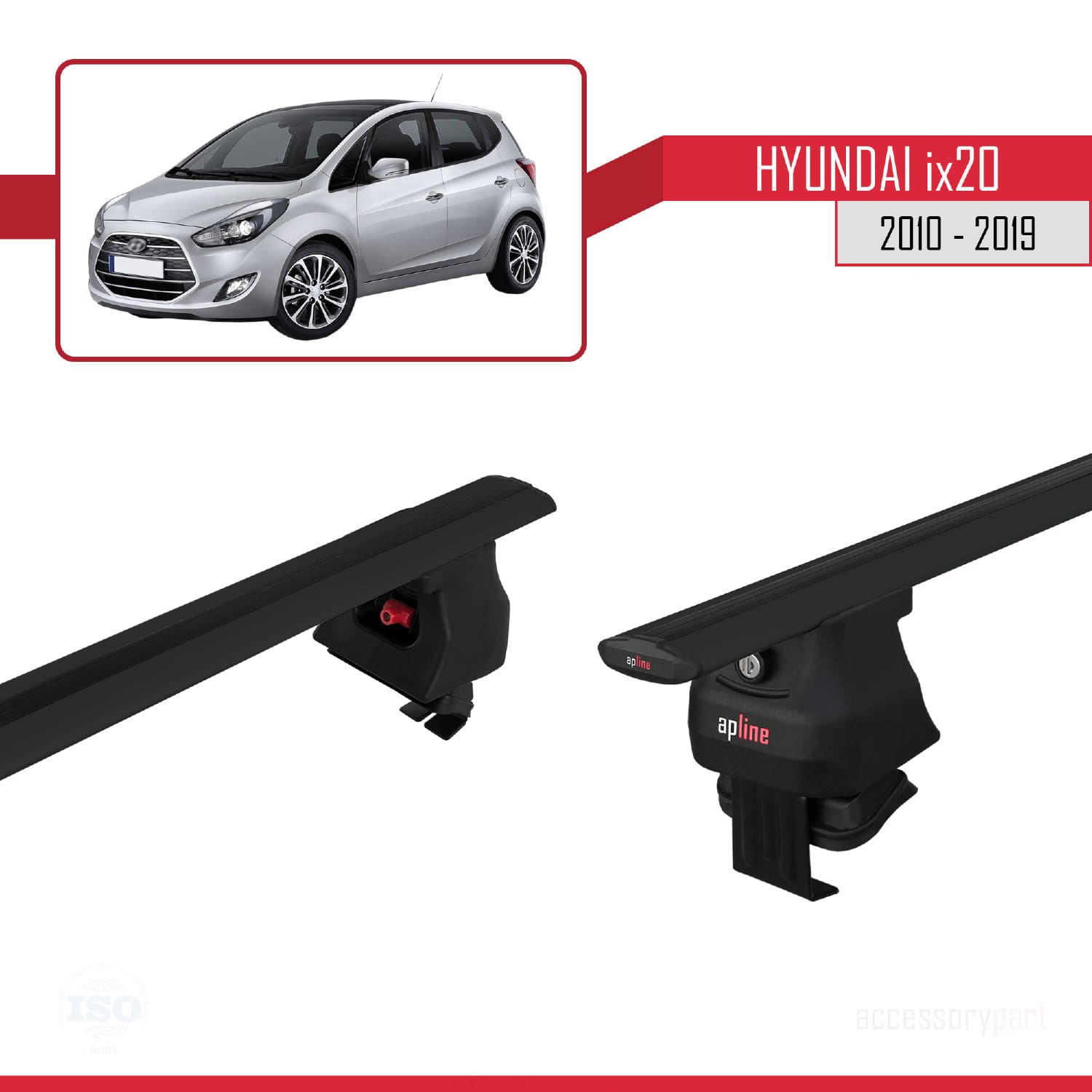 Hyundai ix20 2010-2019 Arası ile uyumlu ACE-4 Ara Atkı Tavan Barı SİYAH