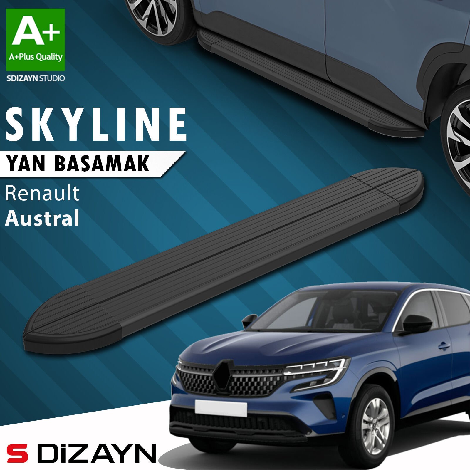 S-Dizayn Renault Austral Skyline Siyah Yan Basamak 183 Cm 2023 Üzeri A+ Kalite
