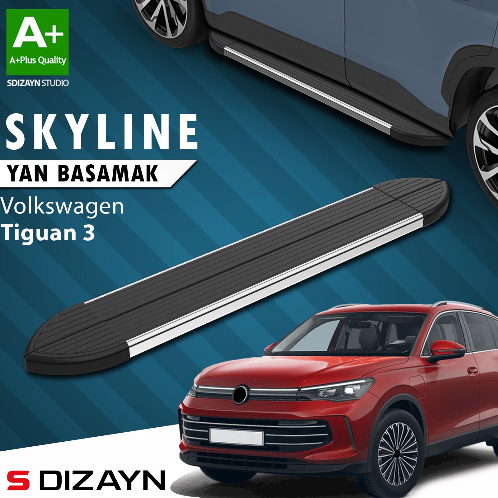 S-Dizayn VW Tiguan 3 Skyline Krom Yan Basamak 183 Cm 2024 Üzeri A+ Kalite