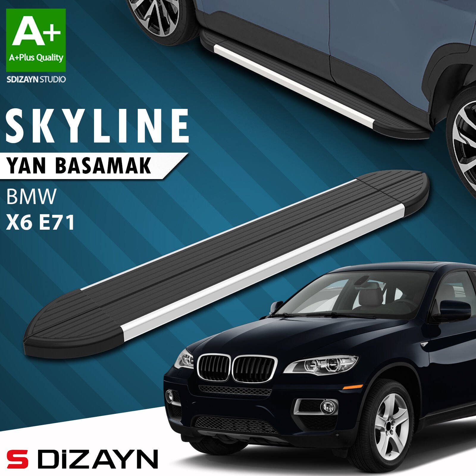 S-Dizayn Bmw X6 E71 Skyline Aluminyum Yan Basamak 193 Cm 2008-2014 A+ Kalite