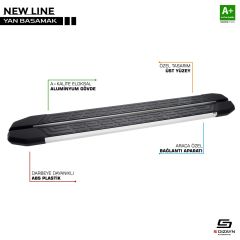 Volkswagen Transporter Uyumlu T6 Kısa Şase Newline Alüminyum Yan Basamak 213 Cm 2015-2019